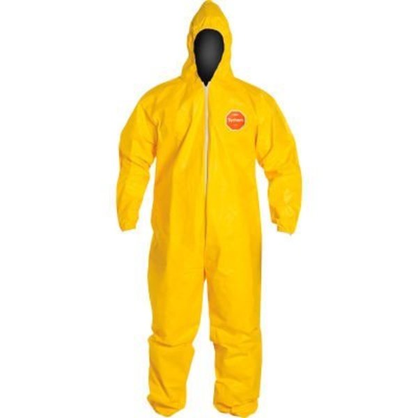 Dupont DuPont Tychem 2000 Coverall, Hood, Elastic Wrist/Ankle, Stormflap, Serged Seam, Yellow, 3X, 12/Qty QC127SYL3X001200